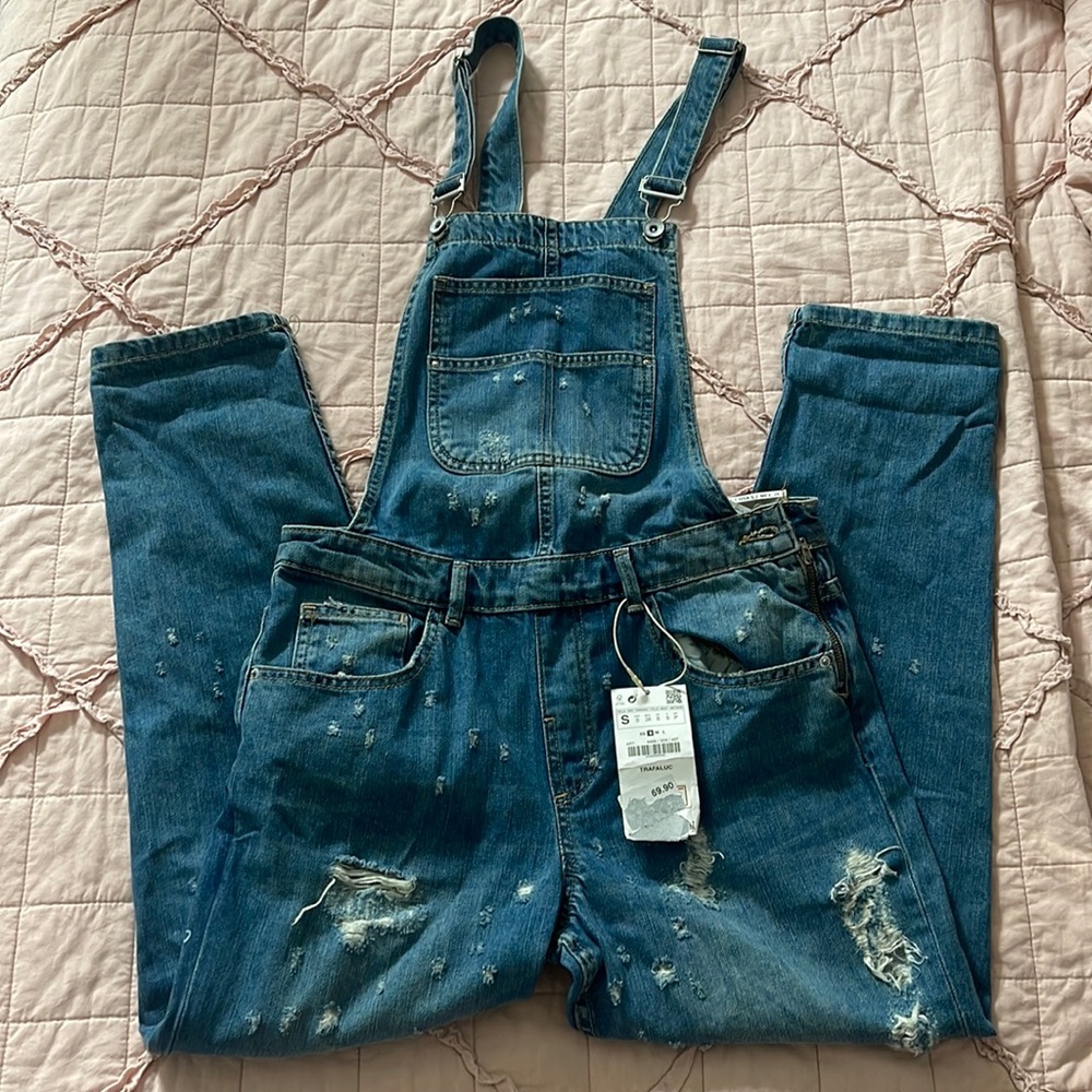 ZARA Distressed Overalls size S